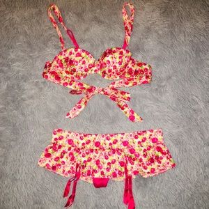 Victoria Secret floral bra and skirt